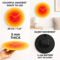 Jam Dinding Akrilik Minimalis Modern Bulat Plastik Sunset Kreatif Senyap Jam Dinding Seni untuk Dekorasi Ruang Tamu Rumah