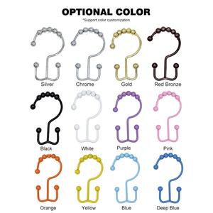 Support de rideau de douche en argent, résistant à la rouille, à double glissière, avec anneaux latéraux, accessoires pour salle de bain - Product Image 5