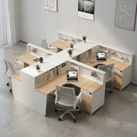 Bureau de travail modulaire d'angle pour employés avec prise double intégrée, poste de travail pour plusieurs personnes en espace ouvert