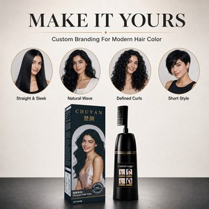 Crème colorante permanente pour cheveux sans ammoniaque à l'essence naturelle avec pinceau applicateur, service OEM, qualité professionnelle - Product Image 1