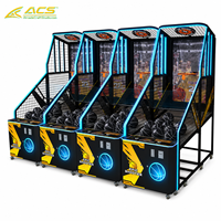 Machine de jeu de basket-ball d'arcade pliable ACS Electrical pour sports d'intérieur avec panier métallique – Élégante borne de basket-ball d'arcade pour intérieur