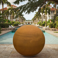 Statue de boule de sphère creuse en acier Corten moderne en métal décoration de paysage de cour de maison extérieure ornements de jardin