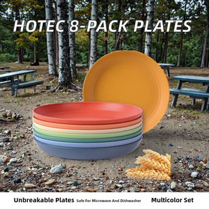<span class=keywords><strong>HOTEC</strong></span> 8er-Pack 10 Zoll BPA-freie Unzerbrechliche Tiefe Teller aus Weizenstroh-Kunststoff Spülmaschinen- und Mikrowellenfest für Camping Mehrfarbig - Product Image 5
