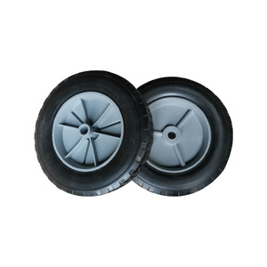 Solid Rubber Wheels 8x1.75 Gray <b>Plastic</b> Spokes Hard Tread Industrial Casters No Brake Round Bore - Product Image 4