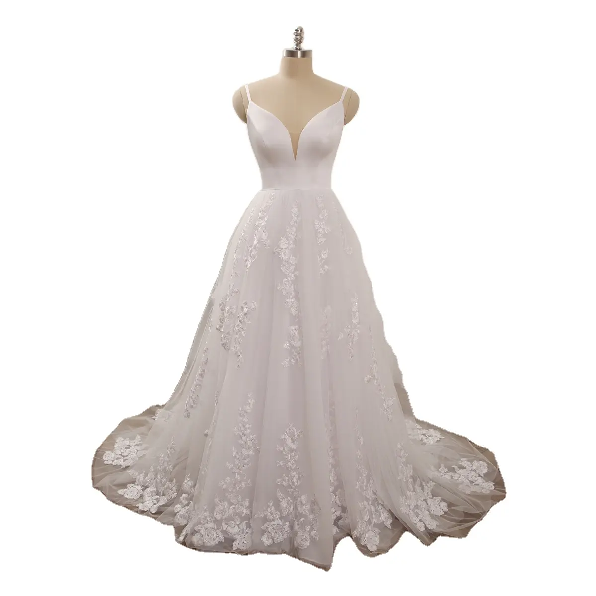 2021 Vestido De Novia Elegant Bridesmaid Dress White Lace Floral Bridal Gowns Low-back Boho Wedding Dress