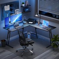 Bureau d'angle en forme de L, best-seller, moderne et élégant, surface en fibre de carbone, bureau de jeu facile à assembler, grande table de jeu noire