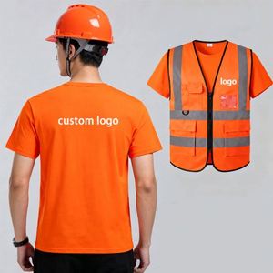 Design Custom Construction Work Jacket Polyester High Visibilit Short Sleeve Safety Vest with logo and T-shirt - Product Image 1