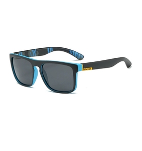 Lunettes de soleil rectangulaires polarisées, monture noire et bleue, protection UV 100%, activités de plein air, unisexe, adulte - Product Image 1