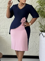 Nouvelle collection transfrontalière 2026 – Jupe crayon plissée unie à blocs de couleur, taille haute, mi-mollet, décontractée, à cinq boutons, grande taille