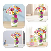 Kits de Bricolage DIY : Faites Votre Propre Bouquet de Fleurs en Feutre avec Trèfle et Vase – Boutons de Fleurs en Feutre pour Filles