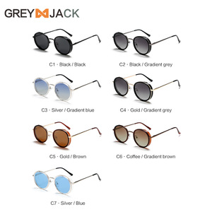 Lunettes de soleil rondes Greyjack, monture en métal unisexe, verres polarisés UV400 TAC, type 3, pour hommes et femmes - Product Image 1
