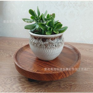 Bandeja de madera con ruedas, soporte giratorio para macetas, base para bonsái de escritorio, nogal, negro, blanco, duradero, para uso de adultos y personas mayores - Product Image 2