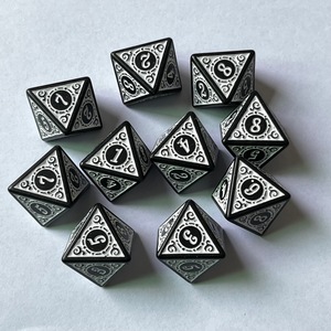 Dés en acrylique antique à 8 faces avec motif polyédrique unique, jeu de société numérique de style creux pour joueurs de dés <span class=keywords><strong>brevet</strong></span>és - Product Image 5