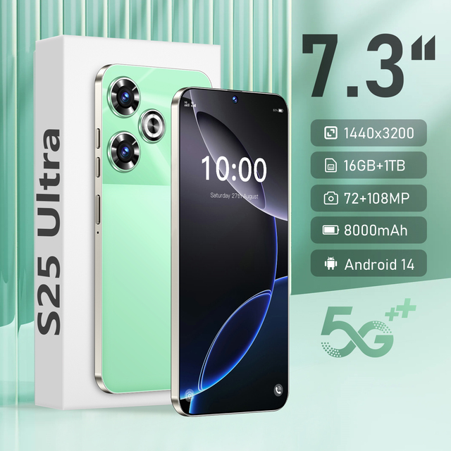 S25 Ultra AI 5G Smartphone with Enhanced Cameras 7.3'' HD Display 16GB+1TB Memory 8000mAh Battery Supports CDMA and LTE