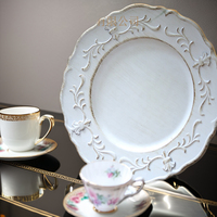 XiangJin Assiettes de dîner en plastique blanc de luxe écologiques de 330mm Vaisselle de cuisine d'hôtel de haute qualité Pack de conception de mariage