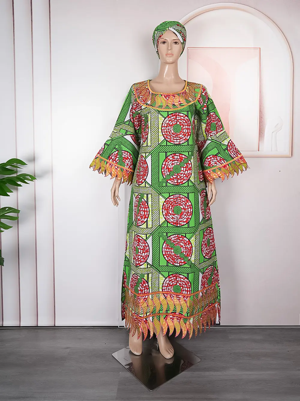 H & D Abito africano personalizzato tessuto di cera abito tradizionale ampio estate maniche corte