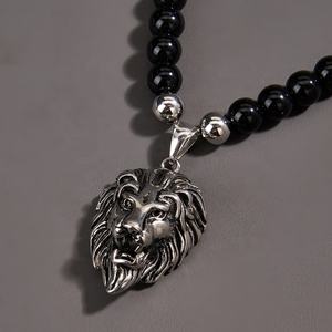 จี้หัวสิงโตประดับลูกปัด เครื่องประดับแฟชั่นสแตนเลสสำหรับผู้ชาย สไตล์ฮิปฮอป รูปสัตว์ สร้อยคอปี 2022 - Product Image 3