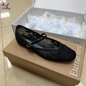 Zapatos Planos de Ballet Transpirables con Encaje y Punta Redonda para Mujer, con Parte Superior de Malla - Product Image 2