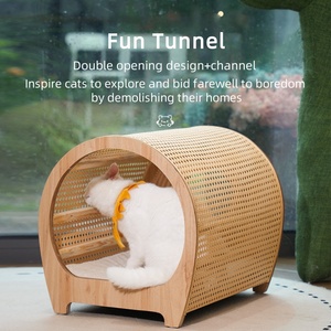 Vente en gros d'usine Tunnel classique moderne en bois massif Lit pour chat <span class=keywords><strong>Cachette</strong></span> de <span class=keywords><strong>maison</strong></span> Rectangle Cage pour animaux de compagnie Design haut de gamme sans danger pour les animaux de compagnie - Product Image 4