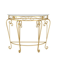 Console d'entrée nordique en fer forgé avec plateau en bois, table demi-hauteur moderne de luxe léger pour couloir d'hôtel, villa et salon