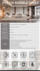 Motif <span class=keywords><strong>de</strong></span> marbre Haute brillance Luxe Réaliste Motif <span class=keywords><strong>de</strong></span> marbre Imperméable Résistant à l'humidité TPVC Marbre Feuille Panneau Mural - Product Image 4