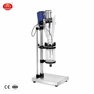 Réacteur chimique en verre à double enveloppe automatique de qualité industrielle 10L 20L 30L 50L avec cuve de réaction en acier inoxydable et moteur - Product Image 2