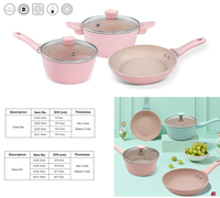 Ensemble de mini poêles de cuisson et de casseroles antiadhésives ensemble de casseroles de cuisine roses antiadhésives ensemble de poêles à frire à induction en aluminium avec couvercles