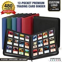 FX Prêt à expédier, classeur pour cartes à collectionner à 12 pochettes, 480 pochettes, en cuir PU, avec fermeture éclair, pour Pokemon MTG TCG Yugioh, personnalisable OEM