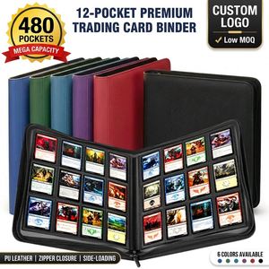 FX Prêt à expédier, classeur pour cartes à collectionner à 12 pochettes, 480 pochettes, en cuir PU, avec fermeture éclair, pour Pokemon MTG TCG Yugioh, personnalisable OEM - Product Image 1
