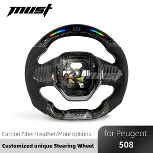 Volant personnalisé en fibre de carbone noire avec affichage LED du régime moteur pour Peugeot 408 508 2008 <span class=keywords><strong>3008</strong></span> 4008 5008 SW <span class=keywords><strong>GT</strong></span> <span class=keywords><strong>2017</strong></span>-2026 - Product Image 2