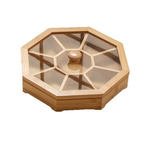 Multifunctional Wooden <b>Snack</b> <b>Tray</b> With Lid Storage Box For Dried Fruit Nuts Candy Tea Cake Serving <b>Trays</b> - Product Image 5