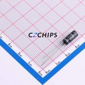 Condensateur électrolytique en aluminium ERG50V10M5X11 à montage traversant, D5xL11mm 10uF 20% 50V 180mA-100kHz - Product Image 1