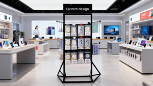 Exhibidores Metálicos Resistentes de Piso a Techo con Personalización de Diseño y <span class=keywords><strong>Accesorios</strong></span> para Teléfonos Móviles para Tiendas - Product Image 2