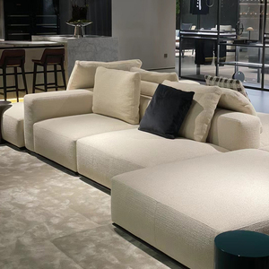 Sofá Seccional Modular Blanco Minimalista para Sala de Estar, Diseños Modernos de Interiores para el Hogar, Conjunto de Sofás de Tela Esquineros y Cómodos - Product Image 5
