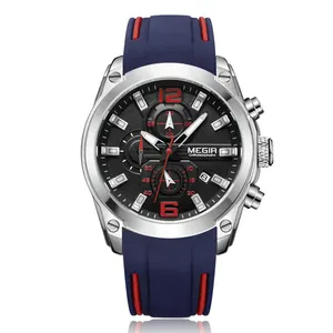 Reloj Hombre люксовые часы от бренда MEGIR 2063 лучший бренд Роскошные модные мужские наручные часы модные мужские силиконовые спортивные часы