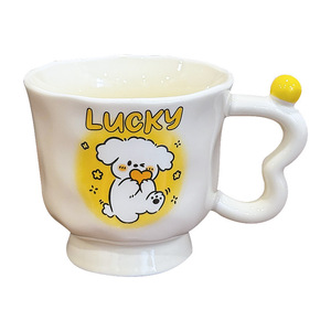 Mug en céramique Happy Dog avec poignée, design de dessin animé, cadeau pour filles et amies, printemps 2025 - Product Image 2