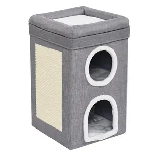 Cat Bed House Plush Warm Collapsible Pet Cages, Carriers & Houses Three-Layer Large Cat Cave Bed