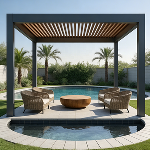 Pérgola Bioclimática Eléctrica de Aluminio con Techo de Lamas Manuales, Gazebo con Estructura con Recubrimiento en Polvo, Pabellón de Jardín a Prueba de Roedores - Product Image 1