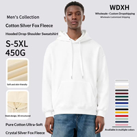 Sweat à capuche ample et rembourré en polaire Silver Fox épaisse 450G, couleur unie, avec logo personnalisé pour homme