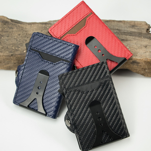 Casekey Custom Logo Mini Carbon Fiber Popup <b>Wallet</b> Billetera Inteligente Hombre Carbono RFID NFC Safe Smart Card <b>Holder</b> for Men - Product Image 1