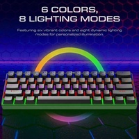 Clavier de jeu mécanique optique filaire et sans fil économique à 61 touches avec rétroéclairage RVB, USB-C et anti-ghosting