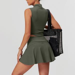 Conjunto Deportivo QZ1206 de Dos Piezas con Top Halter y Espalda Descubierta para Yoga, Cintura Alta, Casual y Versátil para Tenis - Product Image 2