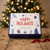 Boîte d'expédition en carton ondulé recyclable avec poignée, pelliculage mat, gaufrage et revêtement UV pour emballage cadeau e-commerce de fêtes