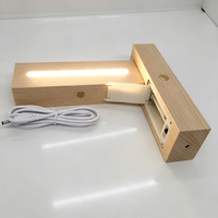 Lámpara de Madera con LED, Soporte para Lámpara, Interruptor Táctil, Control de Luz Cálida/Blanca, Ranura para Batería AAA, Decoración para Dormitorio