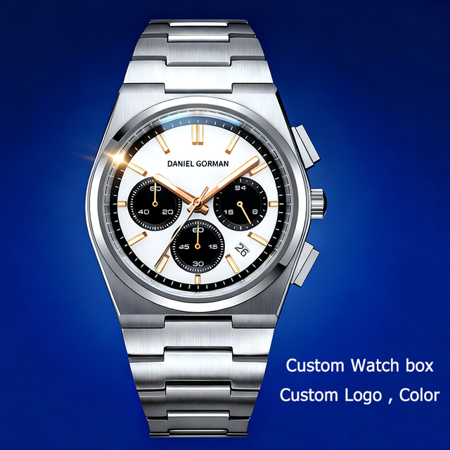 Top Brand Luxury Quartz Sports Watch for Men Waterproof Luminous Stainless Steel Chronograph 40mm Dial Diameter ODM Supply