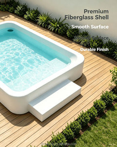 H188 Large One Piece FRP Corner Swimming <b>Pool</b> <b>For</b> Residential Courtyard Outdoor <b>Garden</b> Fiberglass Spa With Built In Relax bench - Product Image 2