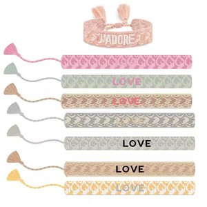 Pulseras de Jacquard <span class=keywords><strong>con</strong></span> texto personalizado HLC, pulseras ajustables tejidas, ¿qué haría Jesús, pulsera de <span class=keywords><strong>amistad</strong></span> para festivales? - Product Image 2