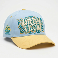 Gorra de Béisbol Personalizada con Bordado al por Mayor, Gorra de Sarga de Algodón con Bordado 3D en Relieve, Logotipo Floral de Graffiti, Diseño de Dos Tonos
