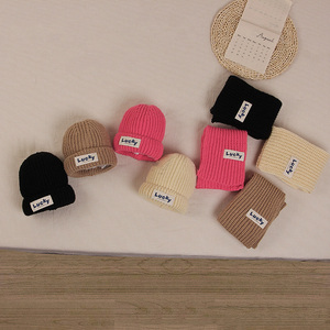 Conjunto de gorros de invierno para niños y niñas, conjunto de bufandas con letras, gorros tejidos con etiqueta, calentador de <span class=keywords><strong>cuello</strong></span>, 2 uds. - Product Image 5