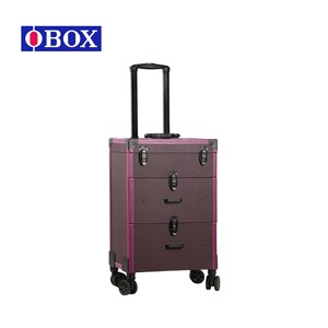 Trousse de maquillage Obox à trois étages avec poignée trolley, grande capacité 8,5 kg, organiseur de cosmétiques pour rangement à domicile, printemps 2023 - Product Image 1